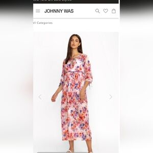 Johnny Was Vibrant Floral Maxi Dress/Swimcover - Pink and Purple